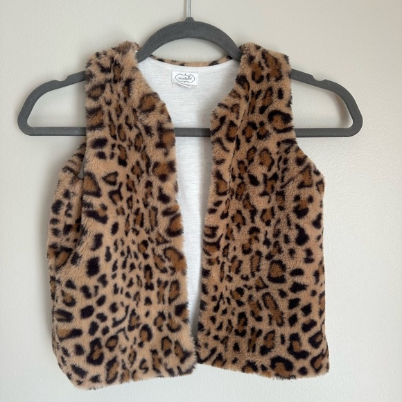 NWOT Mud Pie Faux Fur Vest Toddler Girls 4T/5T Leopard Print - Picture 1 of 8